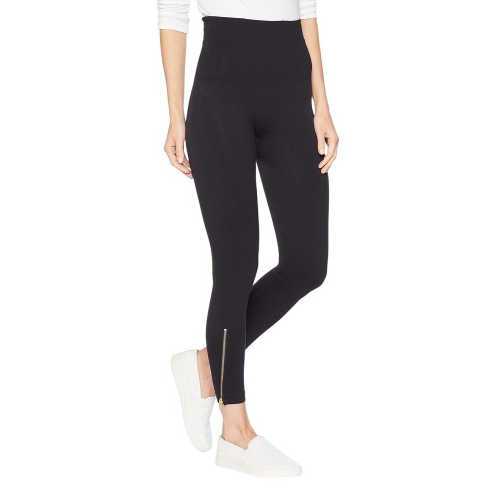 SPANX Seamless Side Zipper Legging Sz Large Black